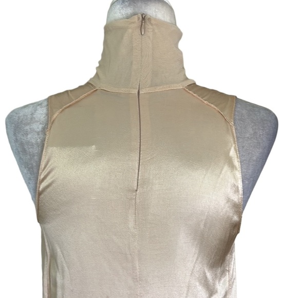 NWT Zara Light Gold Beige Satin High Neck Sleeveless Rayon Slip Maxi Dress - S - Picture 11 of 16